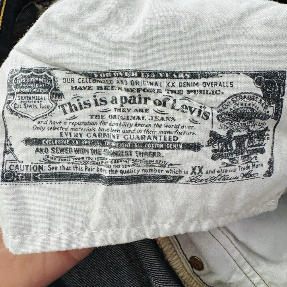 VTG Levis 501 XX Jeans Mens 36x32 Black Button Fly Straight Leg Denim Pants - Picture 10 of 12
